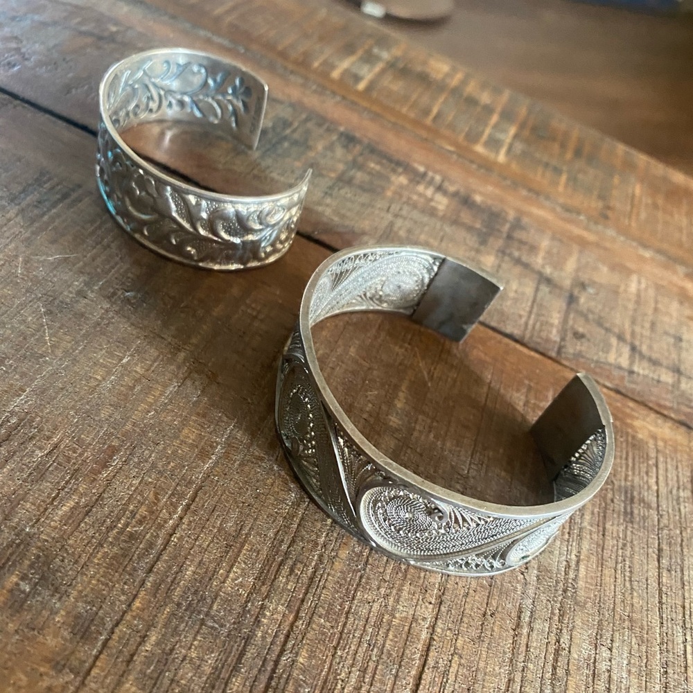 Two Sterling Silver Cuff Bracelets - image 6